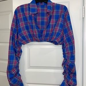 plaid crop shirt